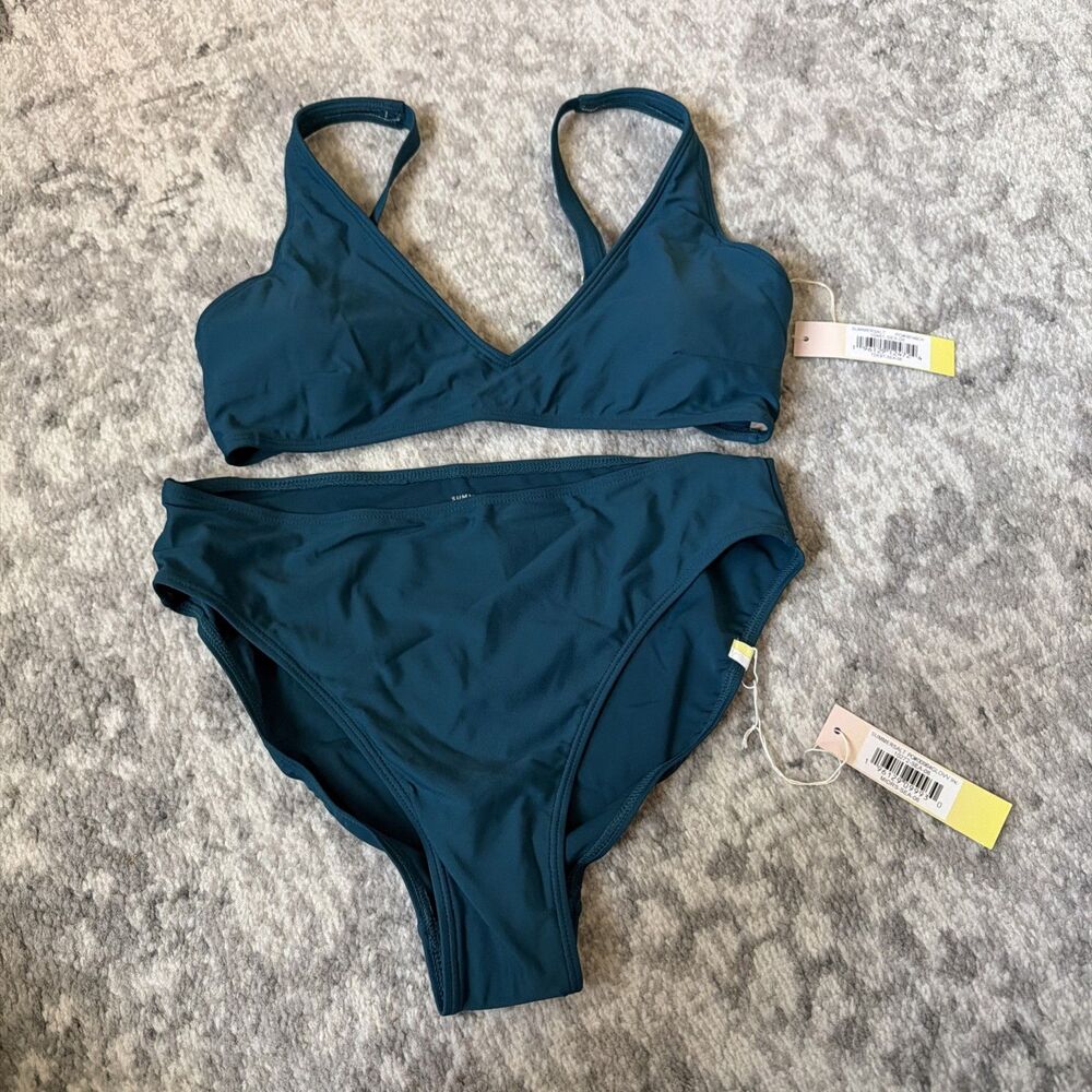 Summersalt The Tide Scoop-Neck Bikini Top & Bottom US6 Seaweed